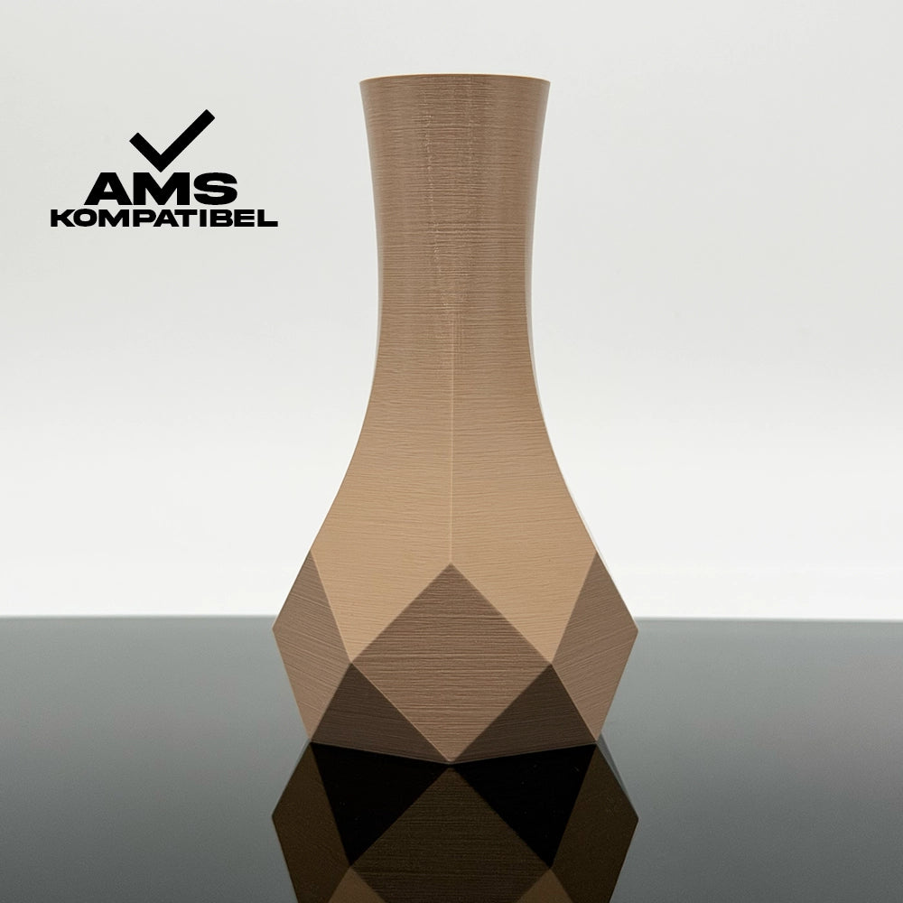 3D Gedruckte Vase aus PLA+ Haselnussbraun von Filament Unger