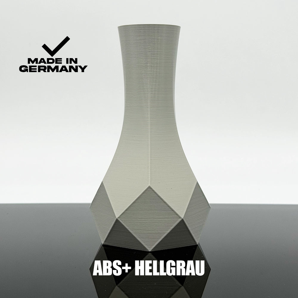 3D Gedruckte Vase aus ABS+ Hellgrau von Filament Unger - Made in Germany