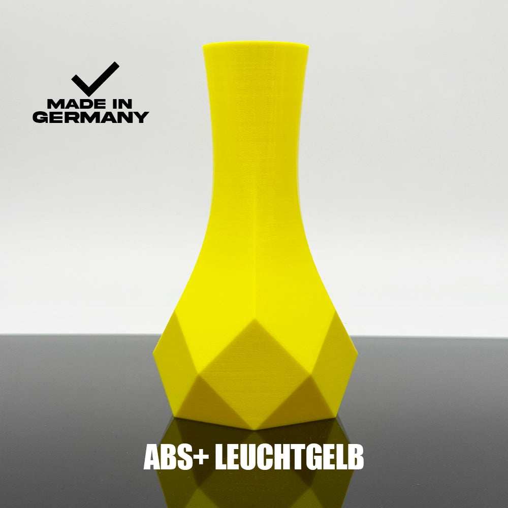 3D Gedruckte Vase aus ABS+ Leuchtgelb von Filament Unger - Made in Germany