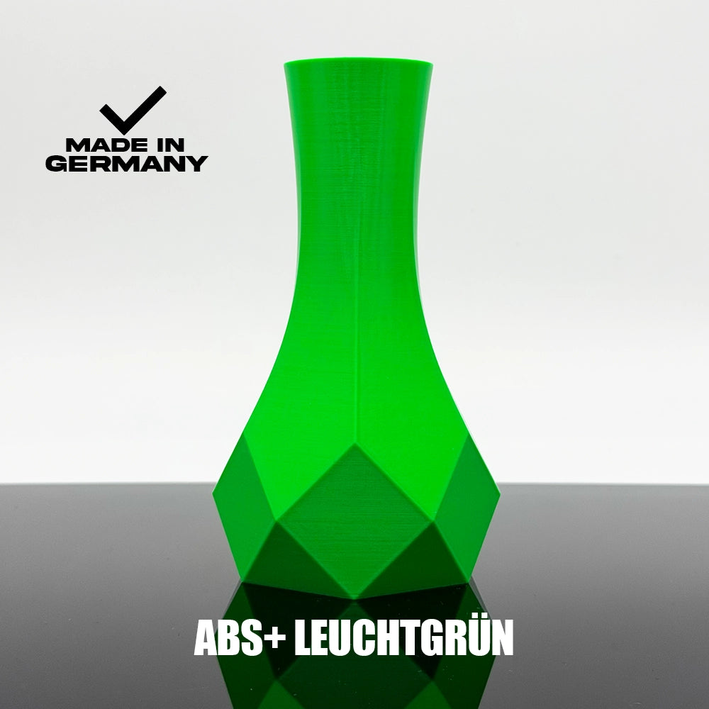 3D Gedruckte Vase aus ABS+ Leuchtgrün von Filament Unger - Made in Germany