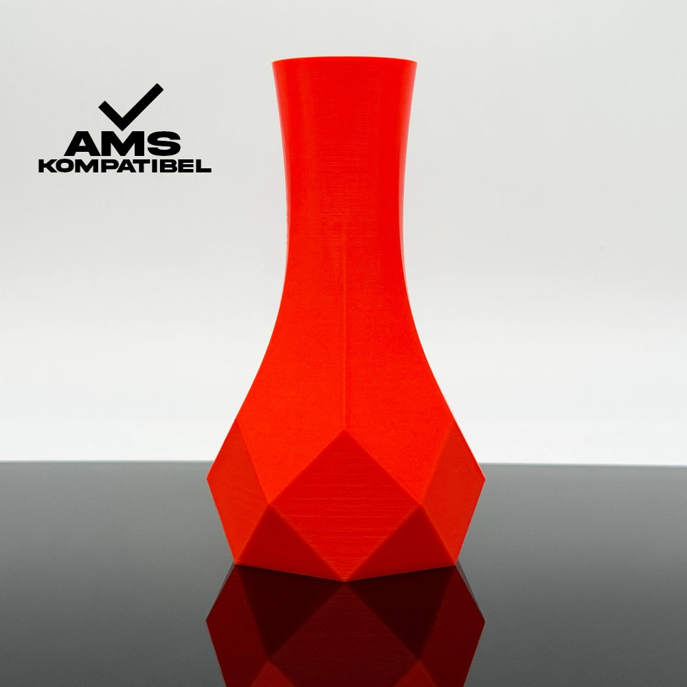 3D Gedruckte Vase aus ABS+ Leuchtorange von Filament Unger