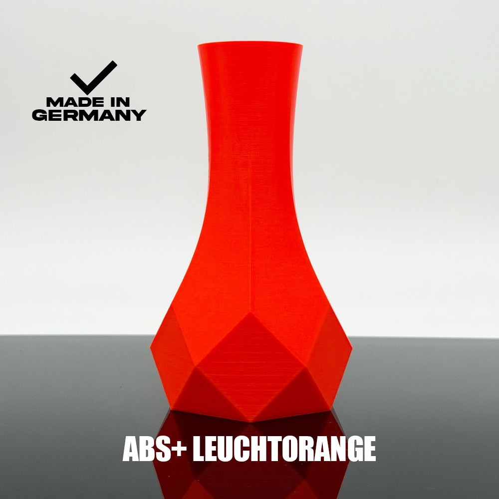 3D Gedruckte Vase aus ABS+ Leuchtorange von Filament Unger - Made in Germany 