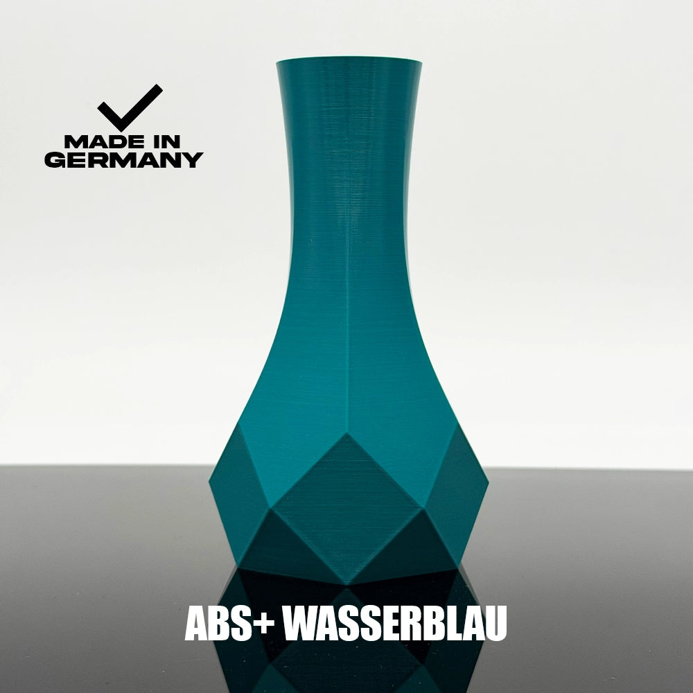 3D Gedruckte Vase aus ABS+ Wasserblau von Filament Unger - Made in Germany