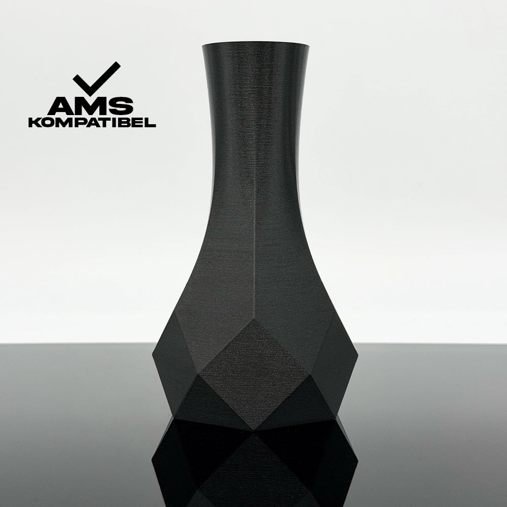 3D Gedruckte Vase aus PETG Anthrazitsilber von Filament Unger