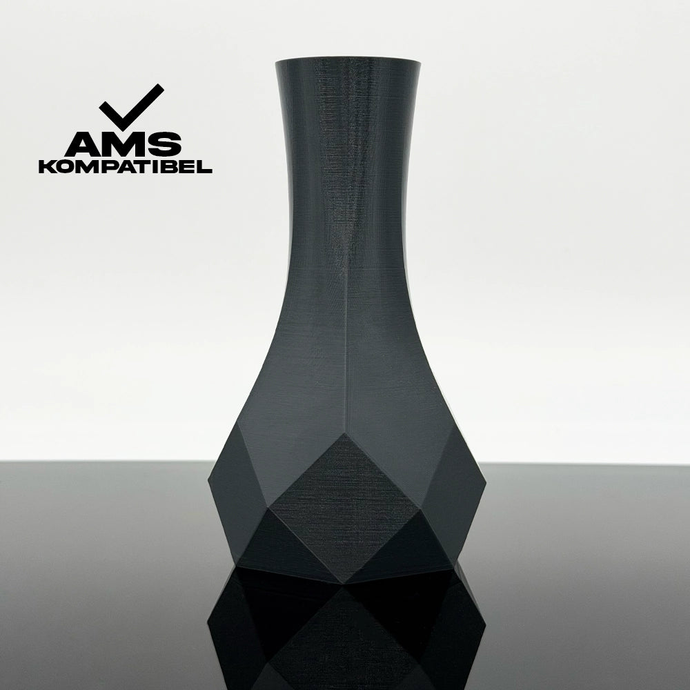 3D Gedruckte Vase aus PETG Dunkelgrau von Filament Unger