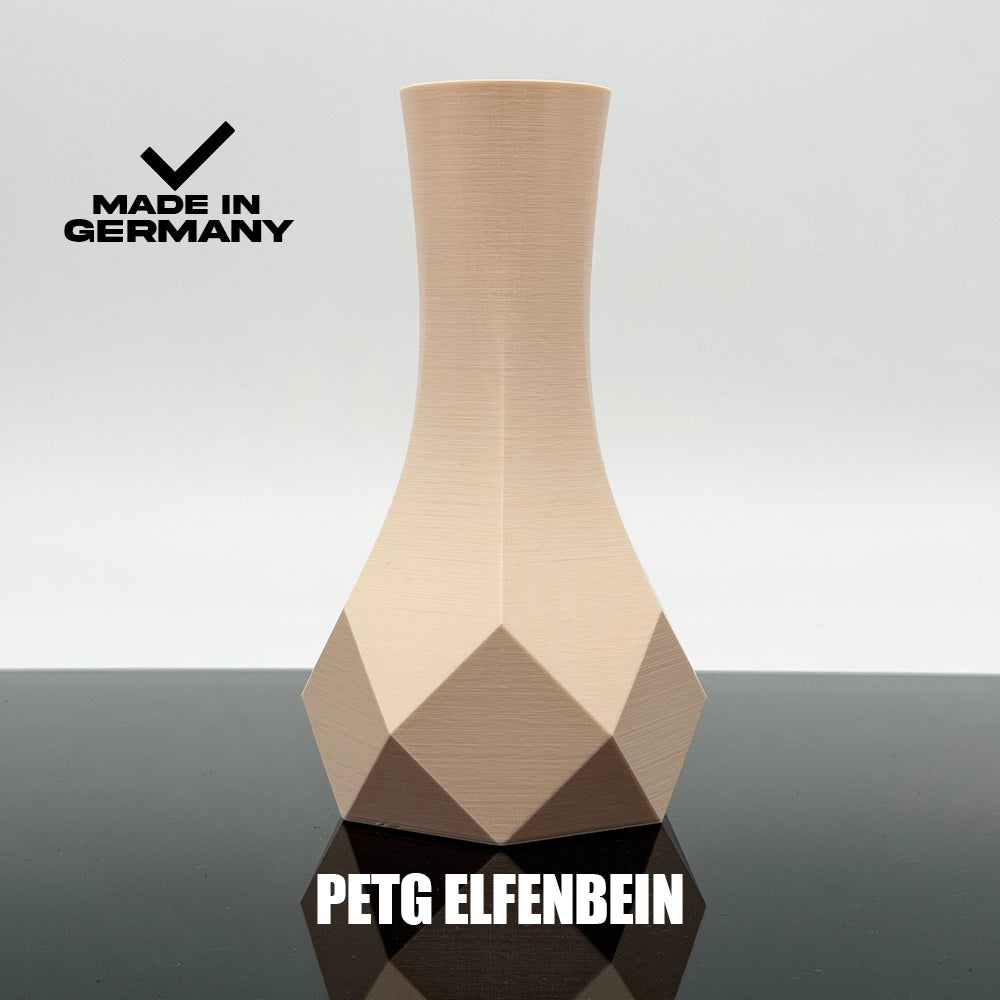 3D Gedruckte Vase aus PETG Elfenbein von Filament Unger - Made in Germany