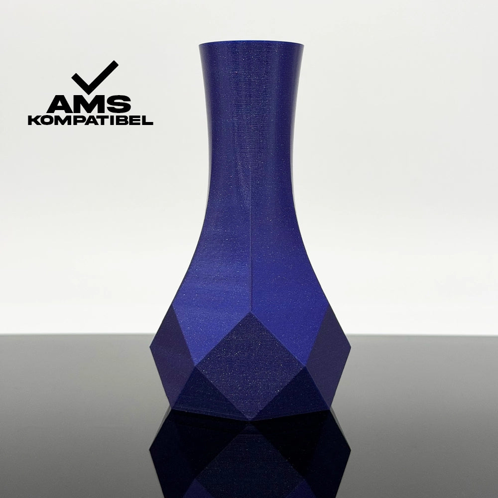 3D Gedruckte Vase aus PETG Flitterlila von Filament Unger