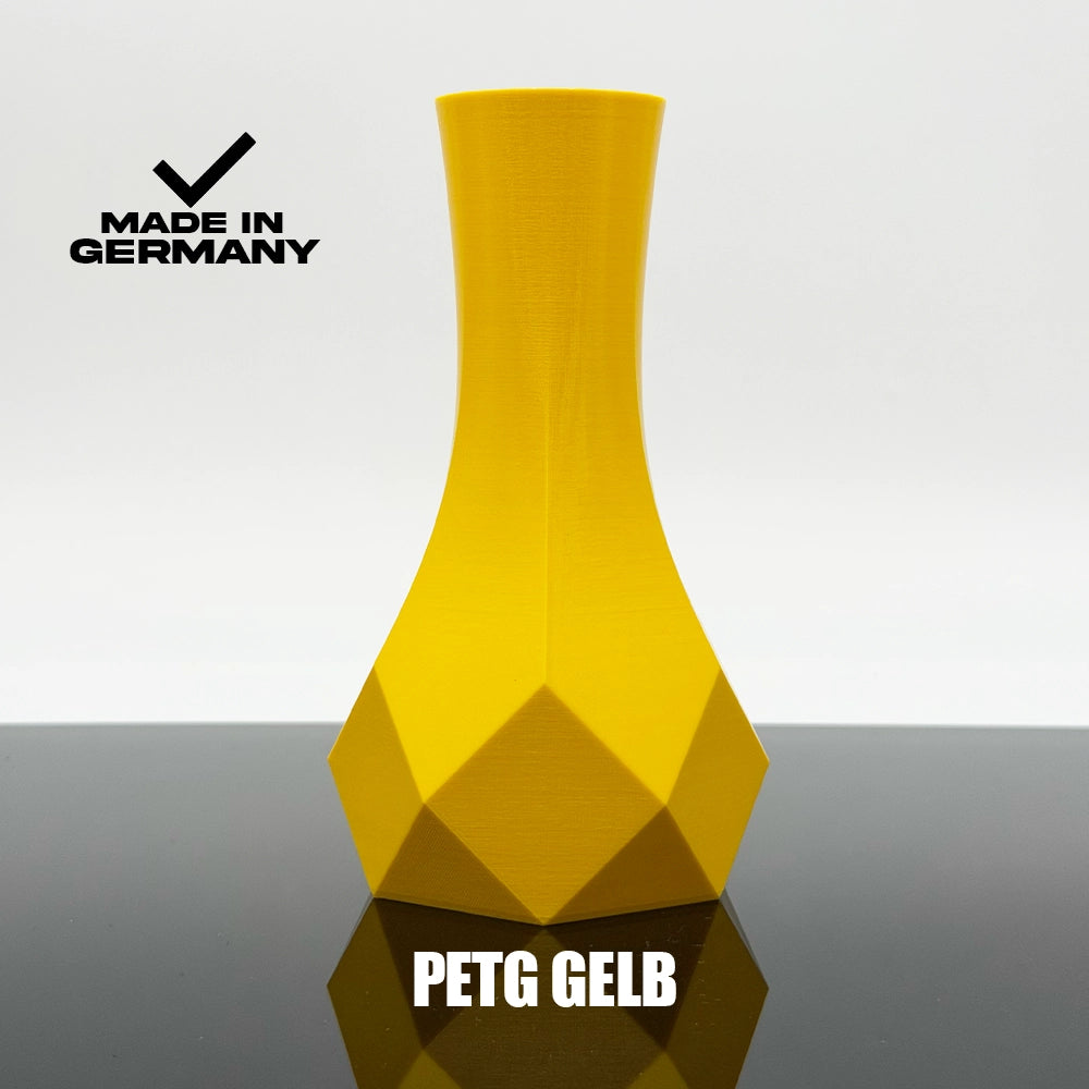 3D Gedruckte Vase aus PETG Gelb von Filament Unger - Made in Germany