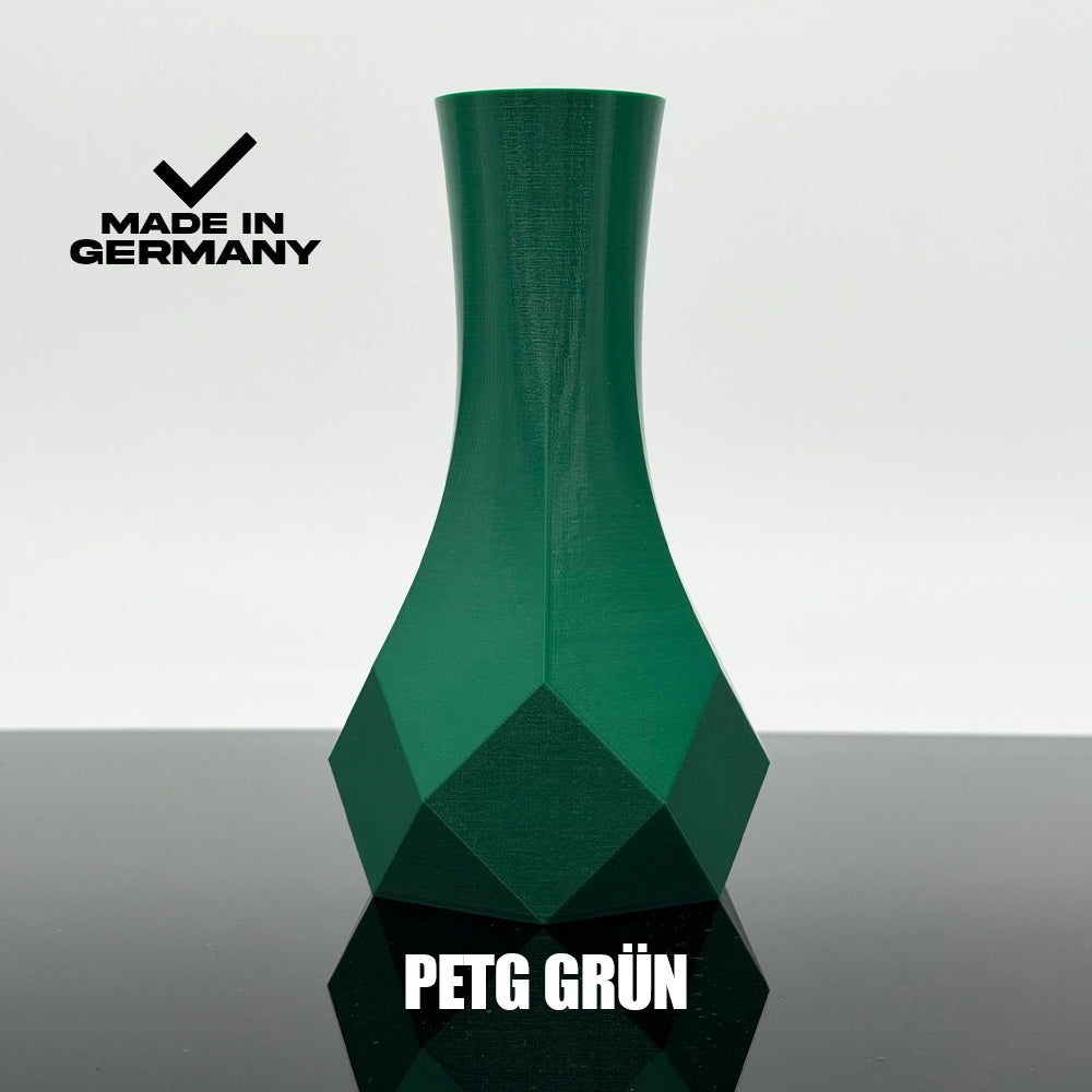 3D Gedruckte Vase aus PETG Grün von Filament Unger - Made in Germany