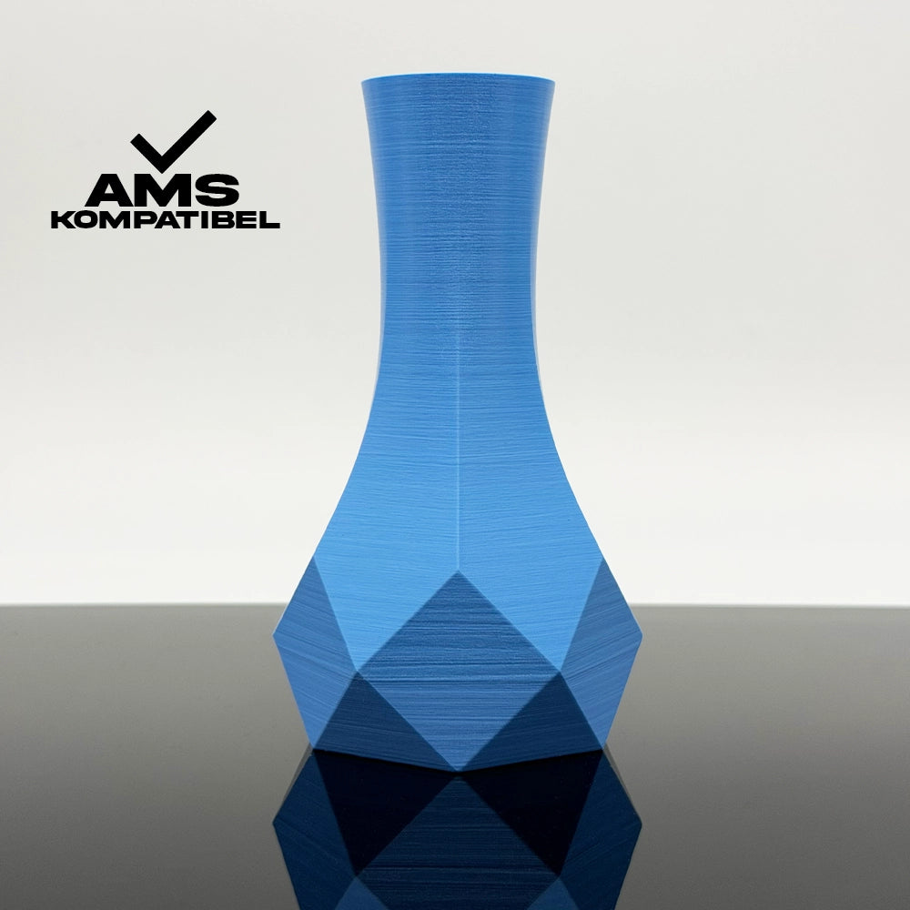 3D Gedruckte Vase aus PETG Himmelblau von Filament Unger