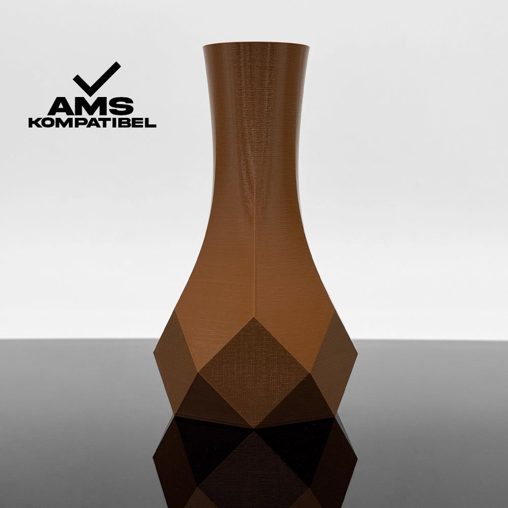 3D Gedruckte Vase aus PETG Lehmbraun von Filament Unger