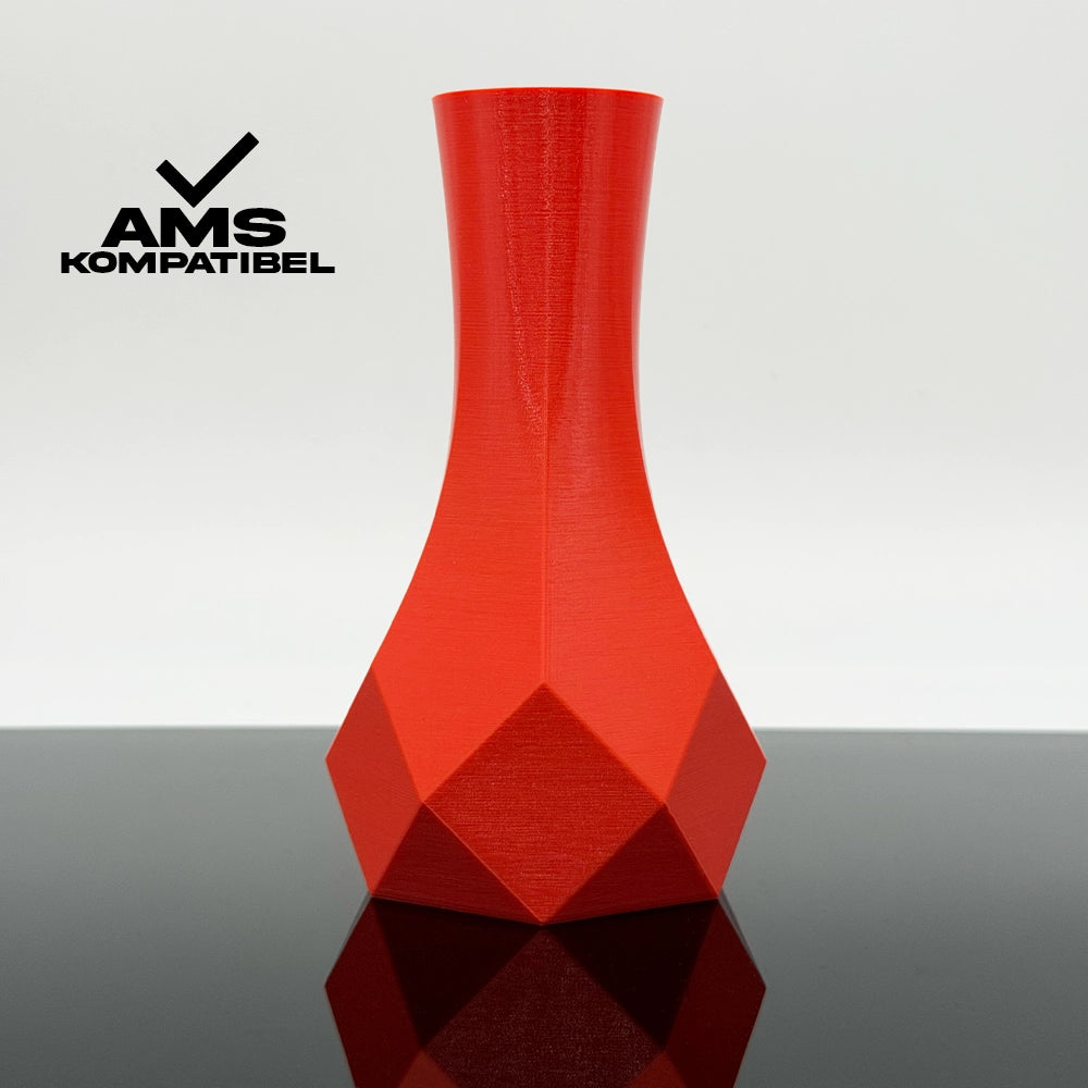 3D Gedruckte Vase aus PETG Leuchthellrot von Filament Unger