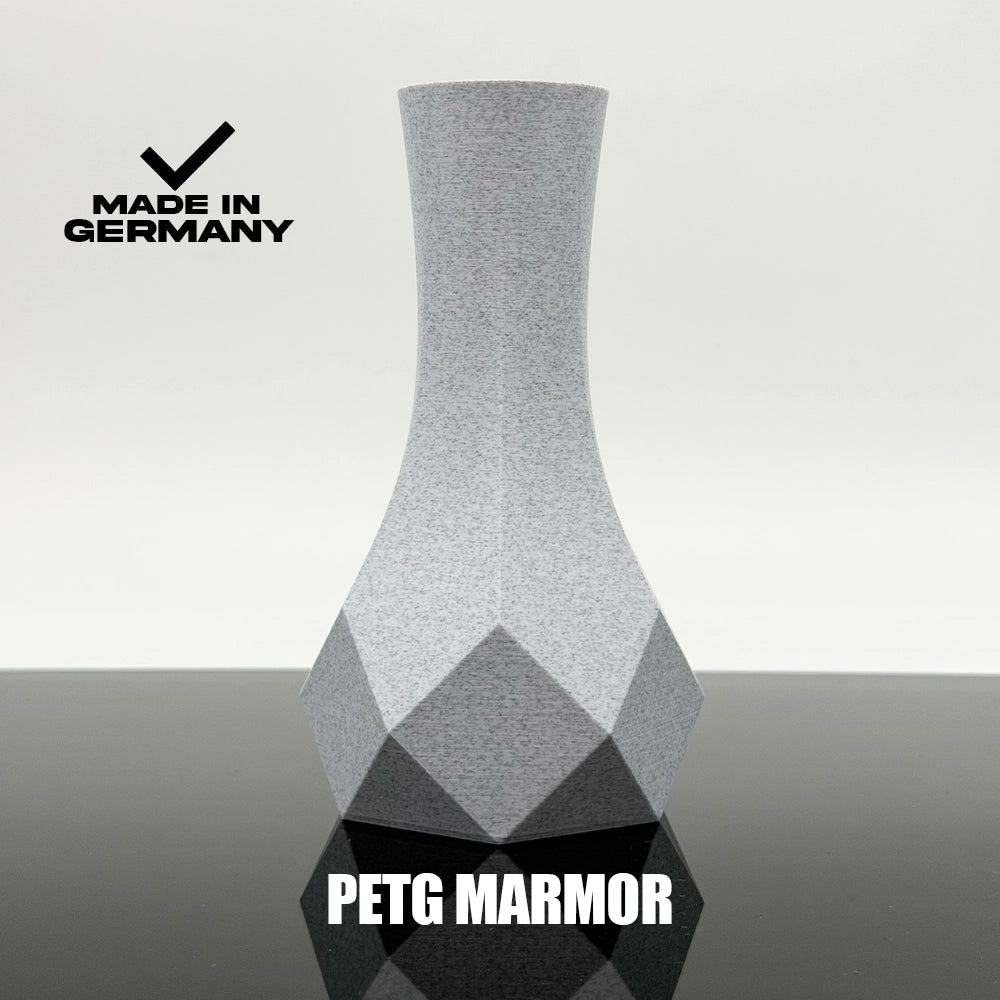 3D Gedruckte Vase aus PETG Marmor von Filament Unger - Made in Germany