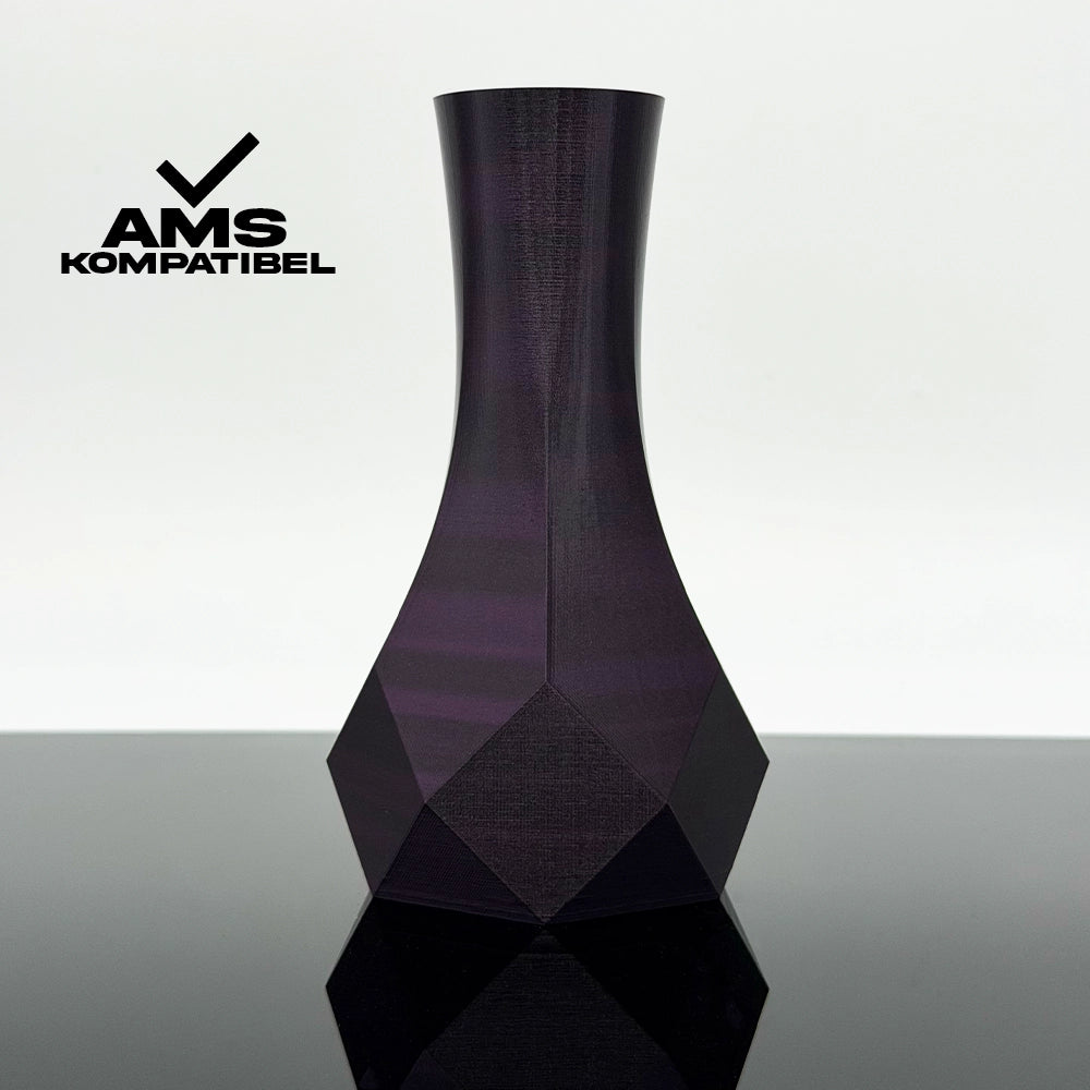 3D Gedruckte Vase aus PETG Metallic Aubergine von Filament Unger