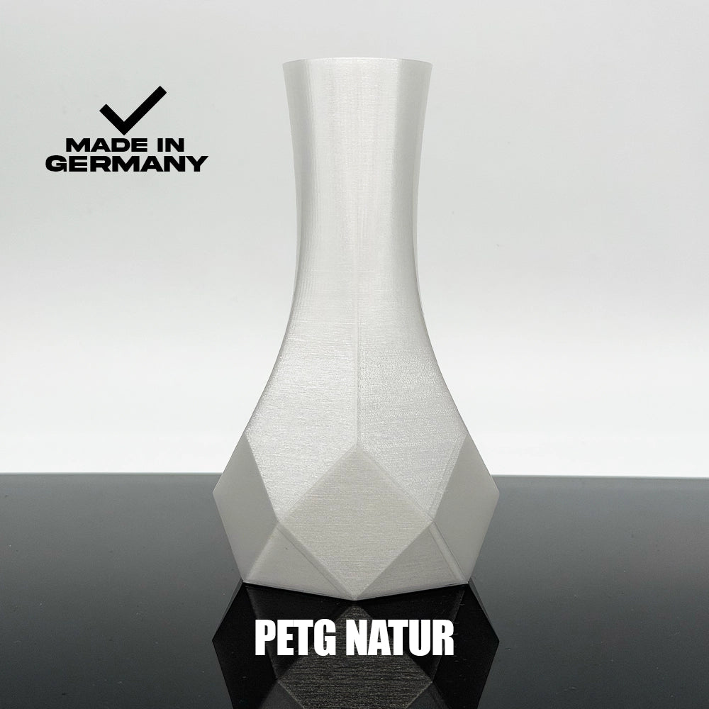 3D Gedruckte Vase aus PETG Natur von Filament Unger - Made in Germany