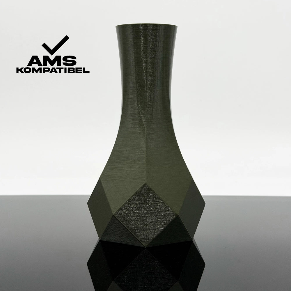 3D Gedruckte Vase aus PETG Oliv von Filament Unger