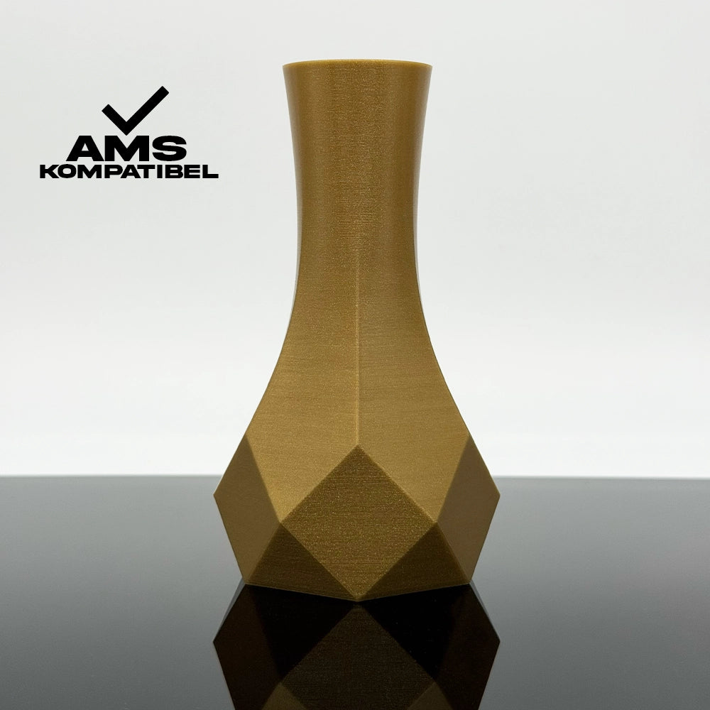 3D Gedruckte Vase aus PETG Perlgold von Filament Unger