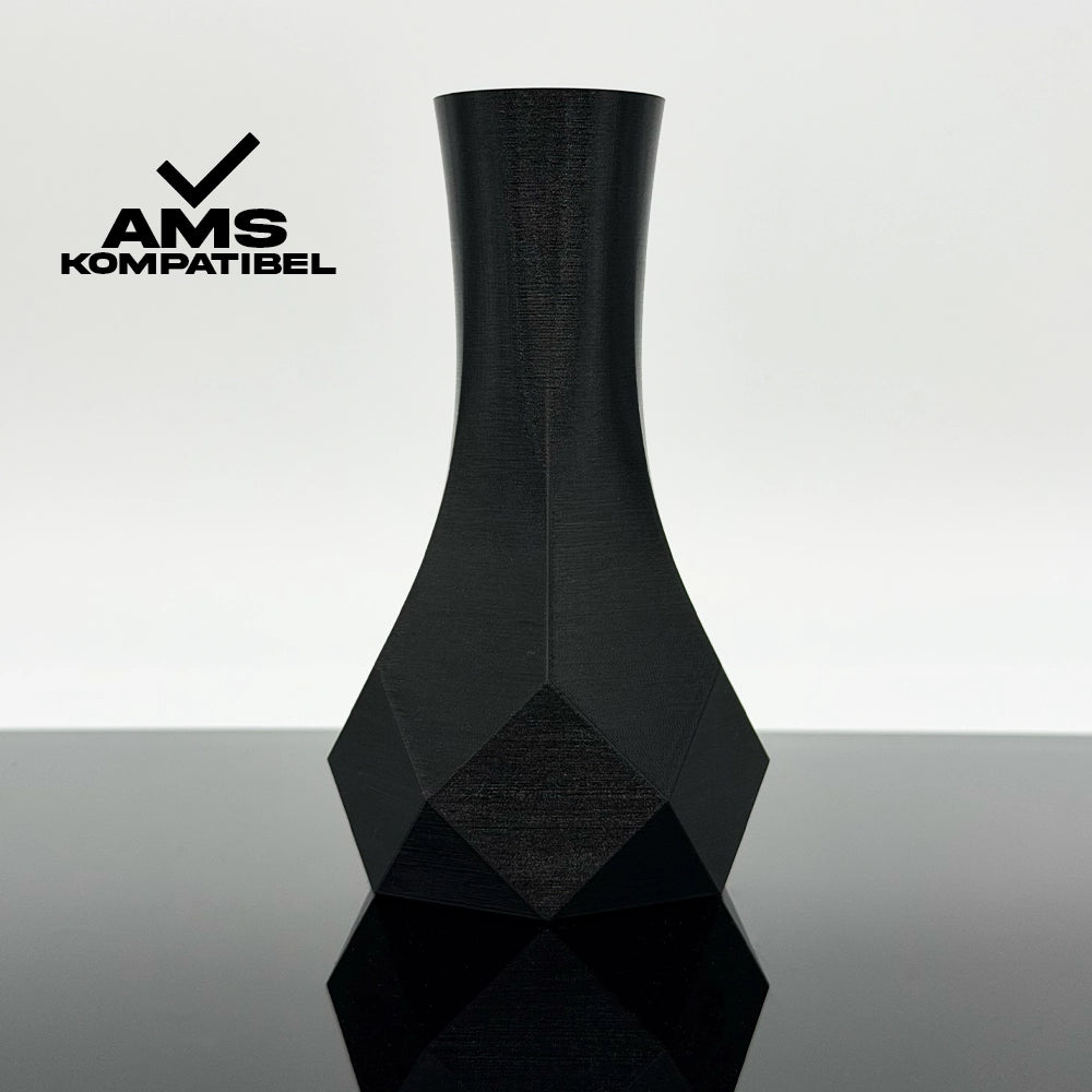 3D Gedruckte Vase aus PETG Tiefschwarz von Filament Unger
