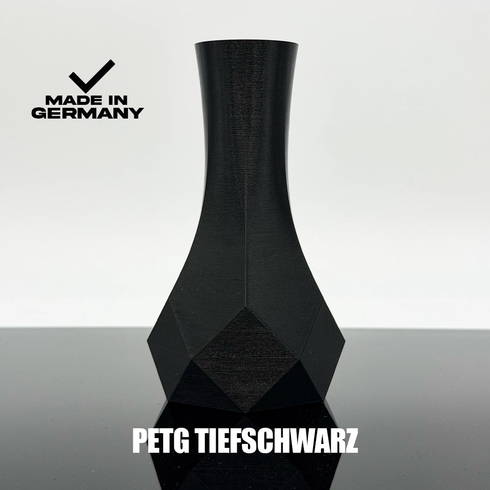 3D Gedruckte Vase aus PETG Tiefschwarz von Filament Unger - Made in Germany