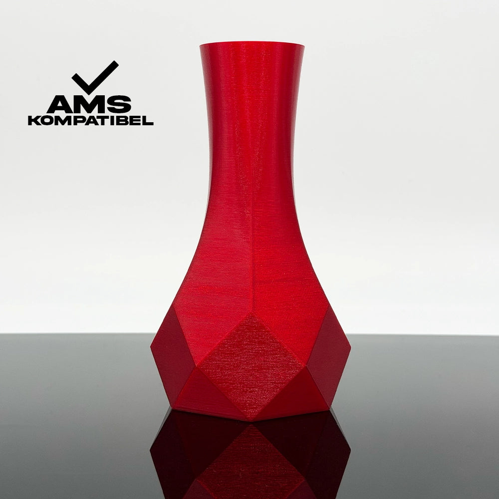 3D Gedruckte Vase aus PETG Transparent Rot von Filament Unger