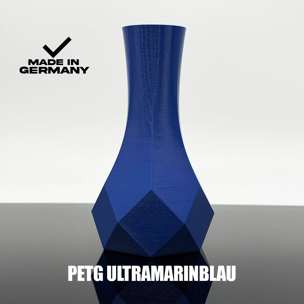 3D Gedruckte Vase aus PETG Ultramarinblau von Filament Unger - Made in Germany