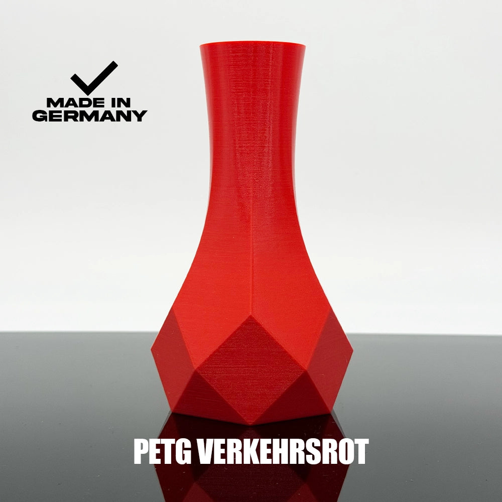 3D Gedruckte Vase aus PETG Verkehrsrot von Filament Unger - Made in Germany