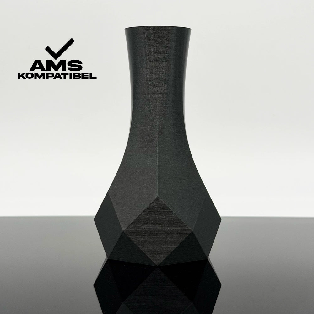 3D Gedruckte Vase aus PLA+ Anthrazitsilber von Filament Unger