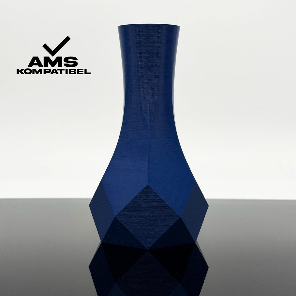 3D Gedruckte Vase aus PLA+ Dunkelblau von Filament Unger