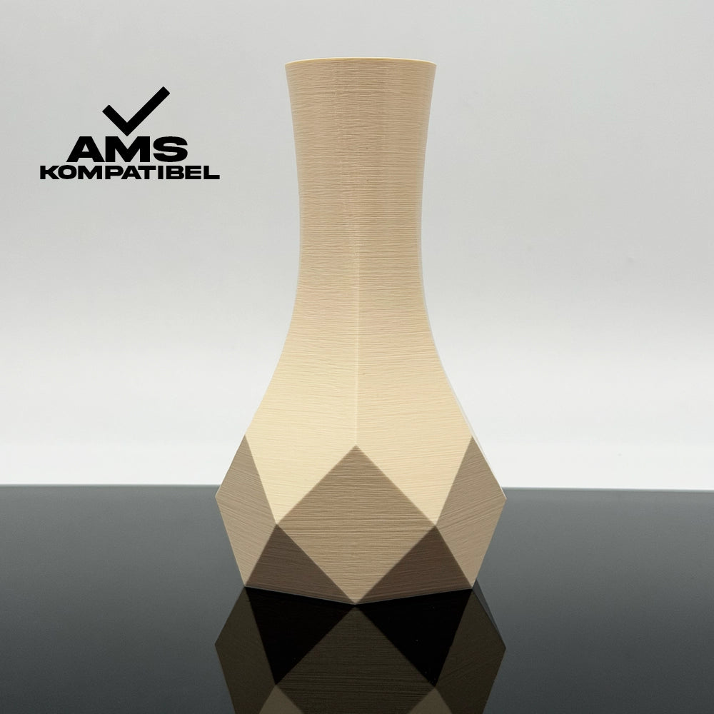 3D Gedruckte Vase aus PLA+ Elfenbein von Filament Unger