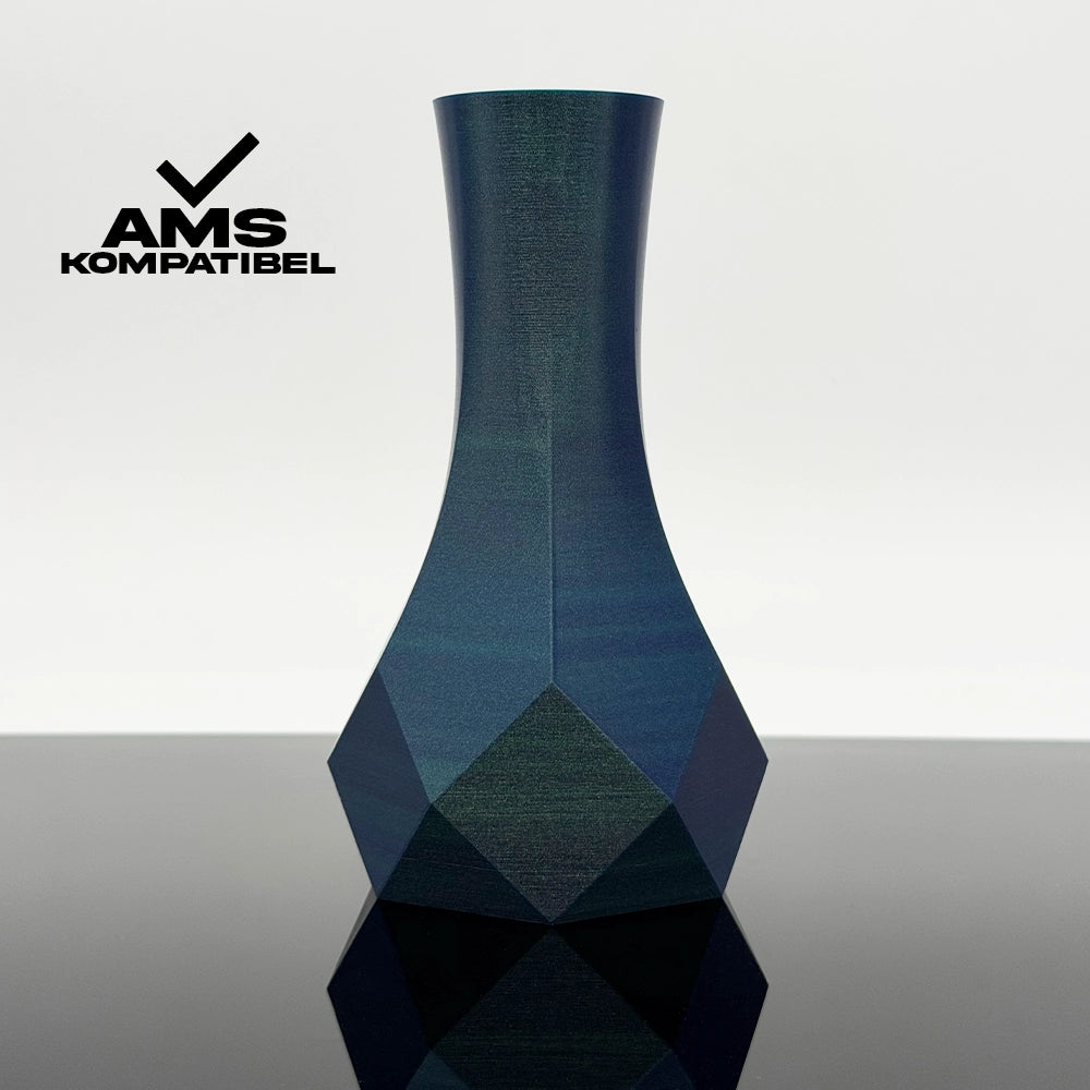 3D Gedruckte Vase aus PLA+ Flip Flop Grün Gold von Filament Unger