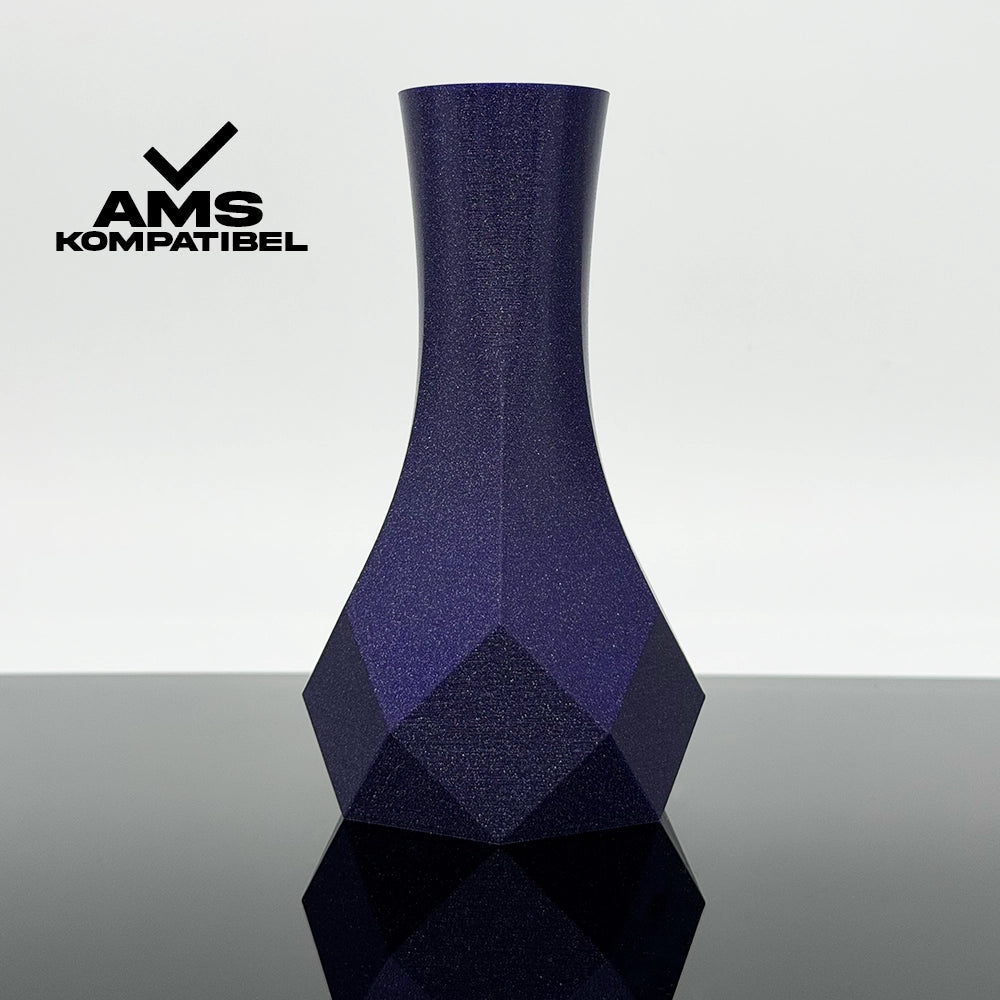 3D Gedruckte Vase aus PLA+ Flitterlila von Filament Unger