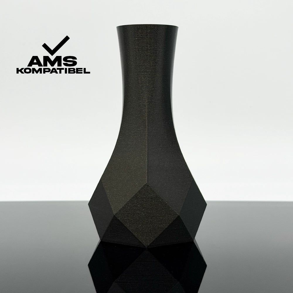 3D Gedruckte Vase aus PLA+ Galaxy Schwarz von Filament Unger