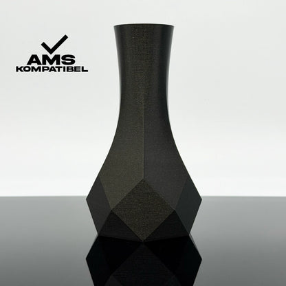 3D Gedruckte Vase aus PLA+ Galaxy Schwarz von Filament Unger