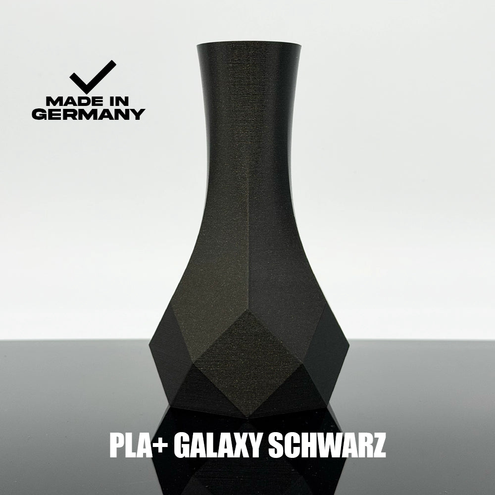 3D Gedruckte Vase aus PLA+ Galaxy Schwarz von Filament Unger - Made in Germany