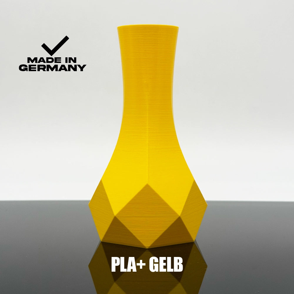 3D Gedruckte Vase aus PLA+ Gelb von Filament Unger - Made in Germany