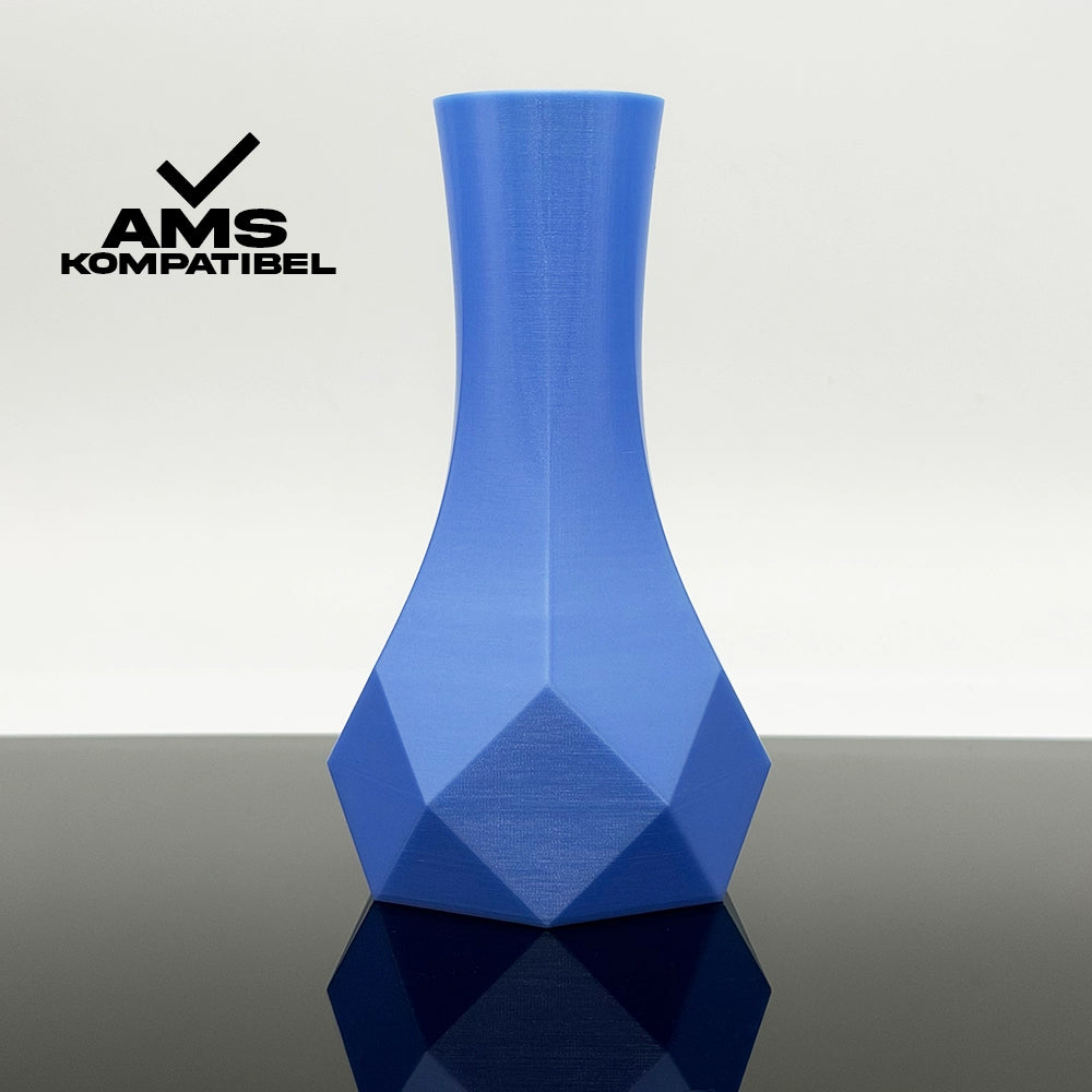 3D Gedruckte Vase aus PLA+ Glimmer Blau von Filament Unger
