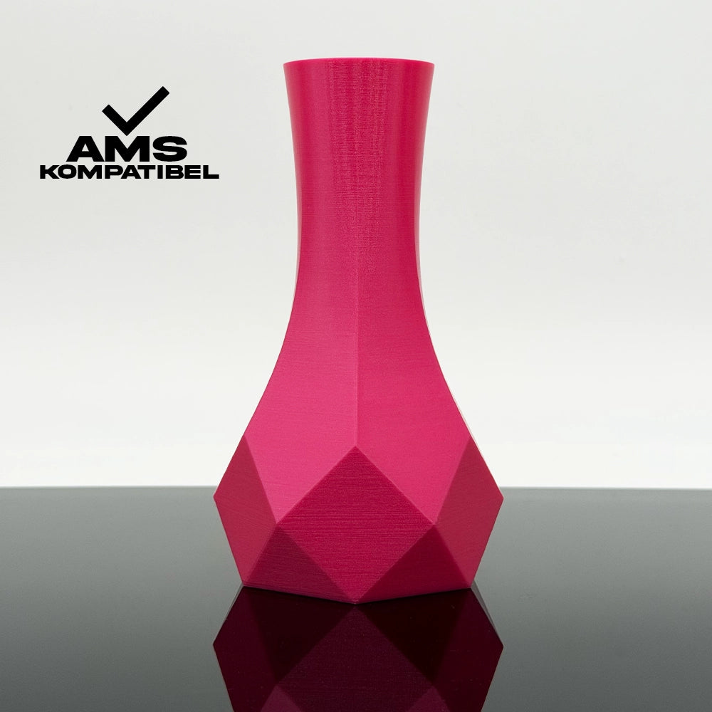 3D Gedruckte Vase aus PLA+ Glimmer Pink von Filament Unger