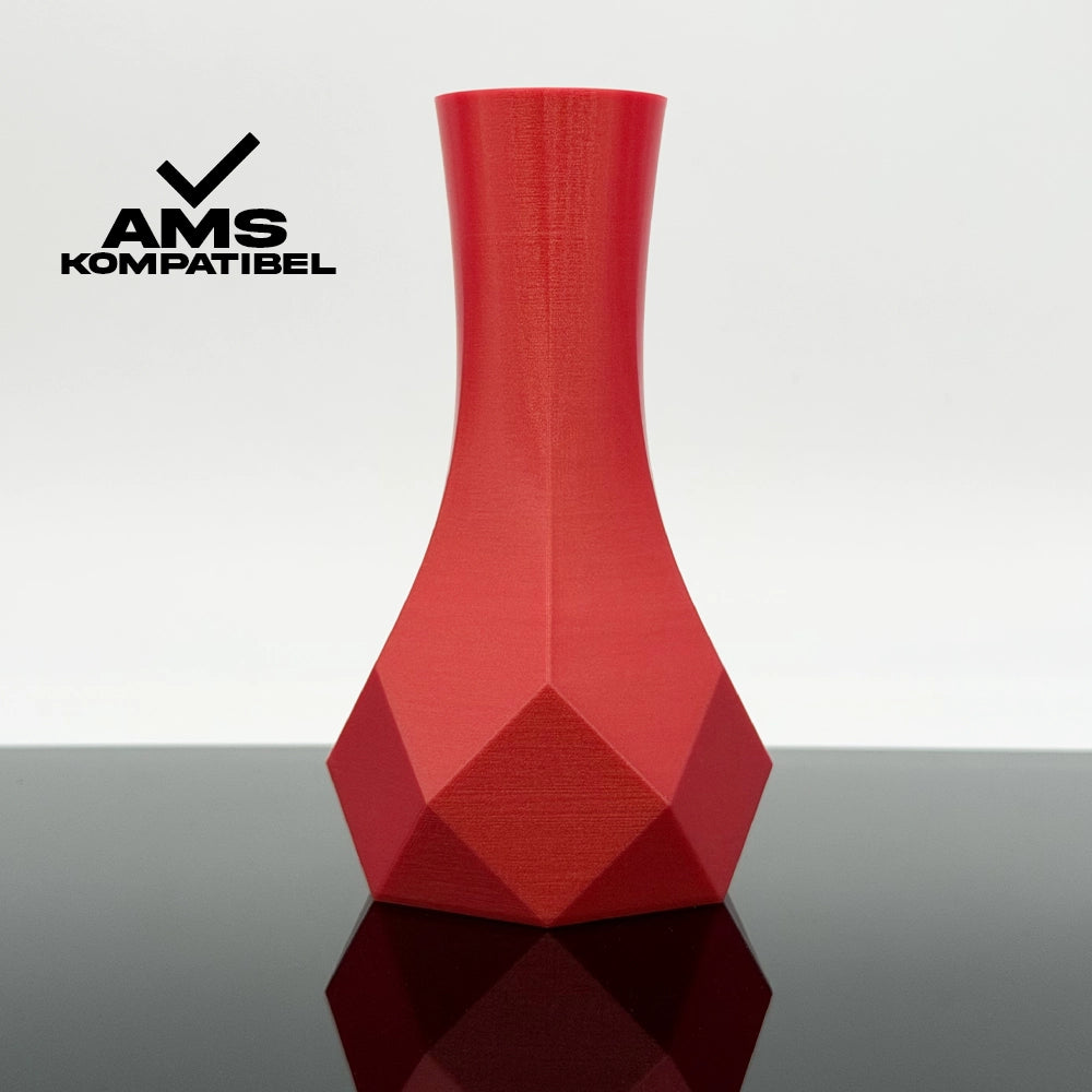 3D Gedruckte Vase aus PLA+ Glimmer Rot von Filament Unger
