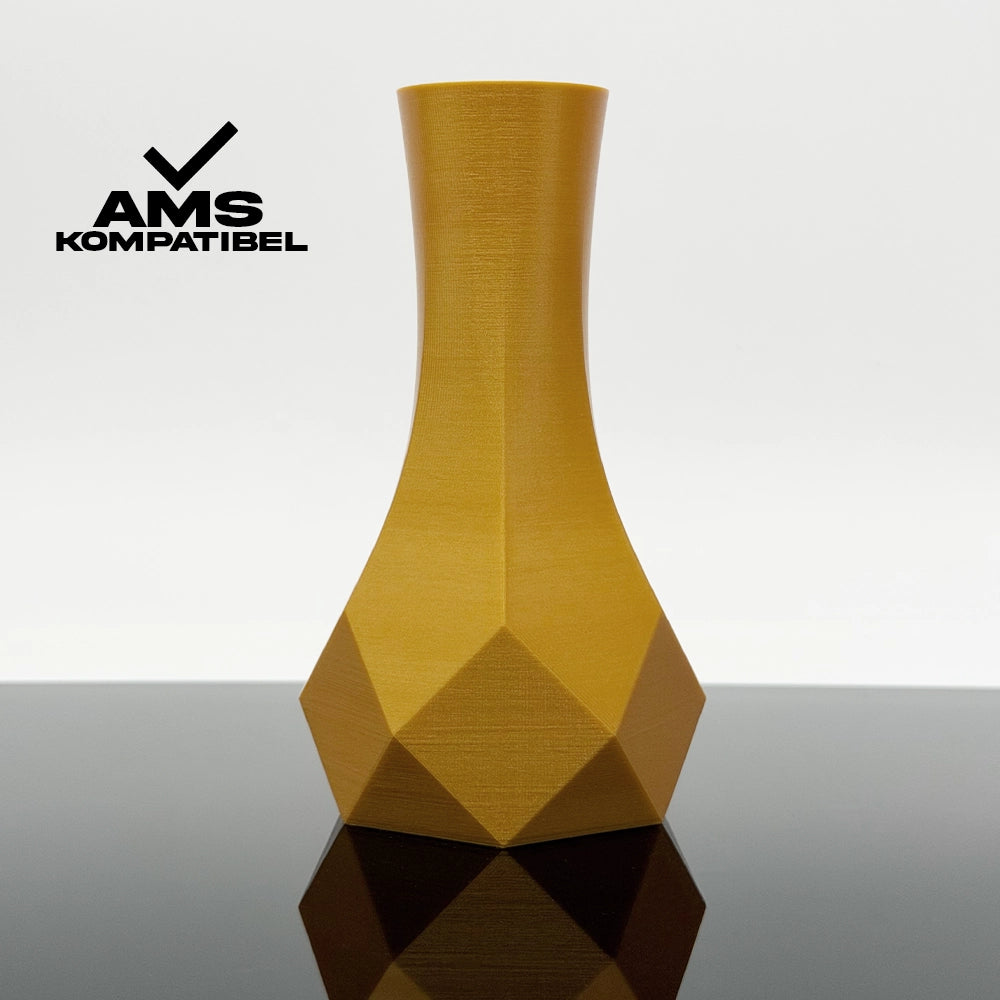 3D Gedruckte Vase aus PLA+ Gold von Filament Unger