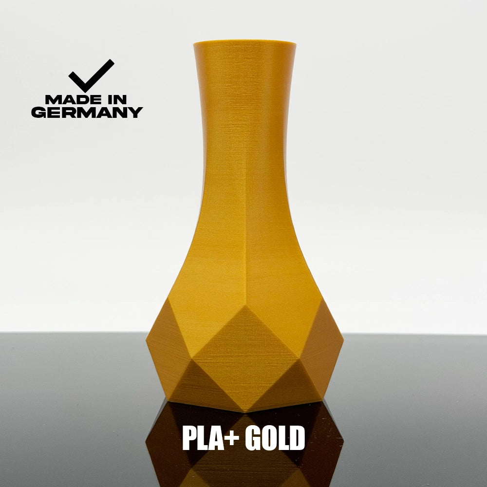 3D Gedruckte Vase aus PLA+ Gold von Filament Unger - Made in Germany