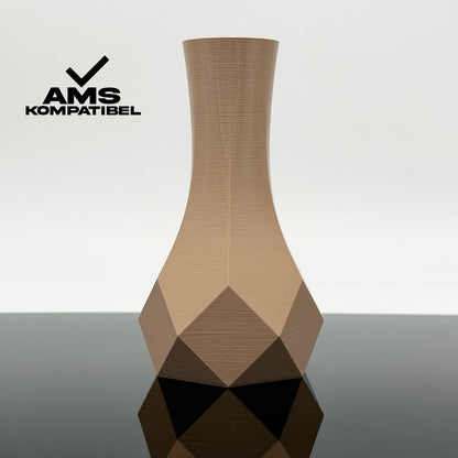 3D Gedruckte Vase aus PLA+ Haselnussbraun von Filament Unger