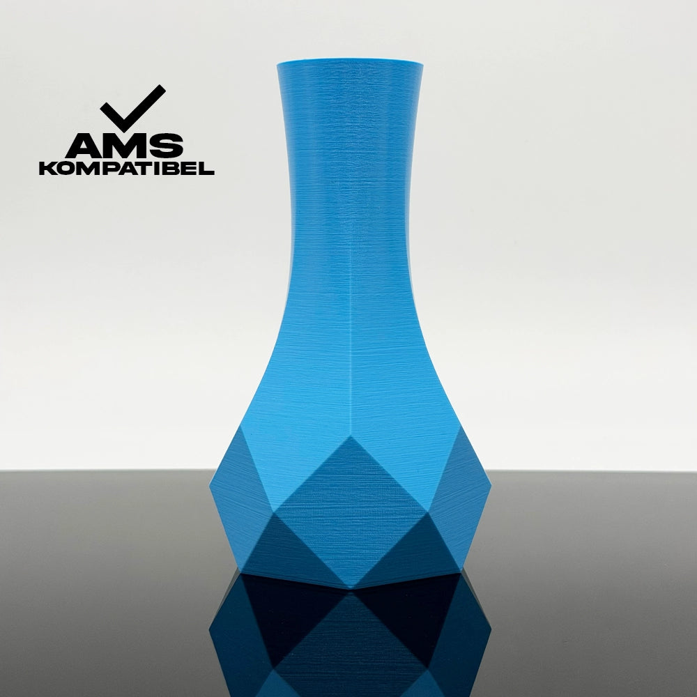 3D Gedruckte Vase aus PLA+ Himmelblau von Filament Unger