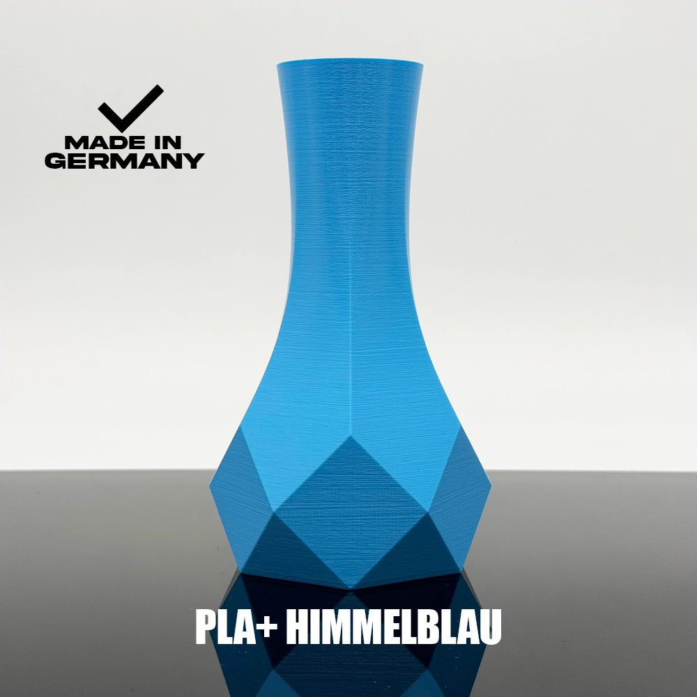 3D Gedruckte Vase aus PLA+ Himmelblau von Filament Unger - Made in Germany