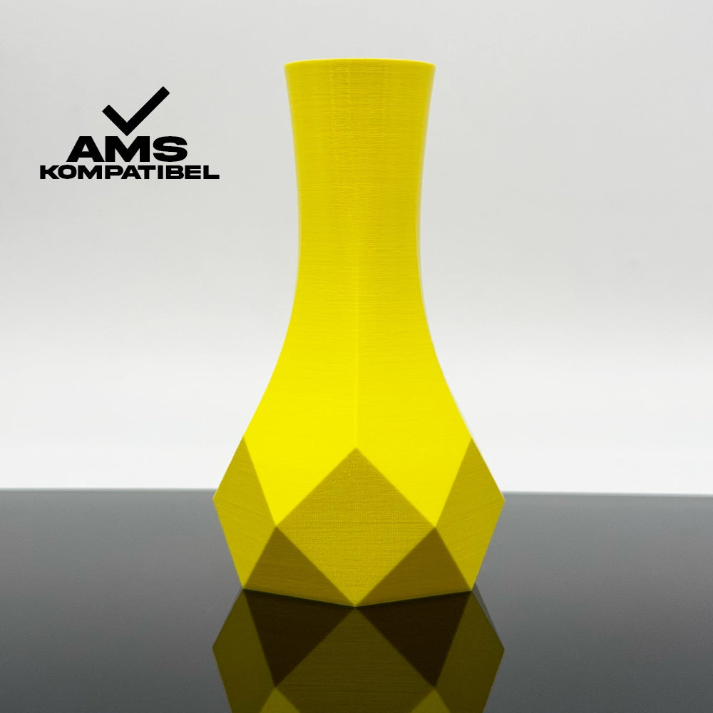 3D Gedruckte Vase aus PLA+ Leuchtgelb von Filament Unger