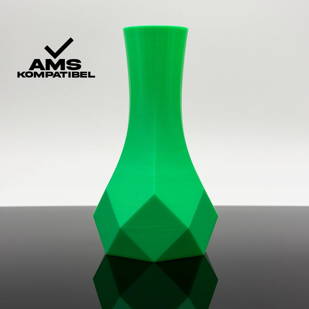 3D Gedruckte Vase aus PLA+ Leuchtgrün von Filament Unger