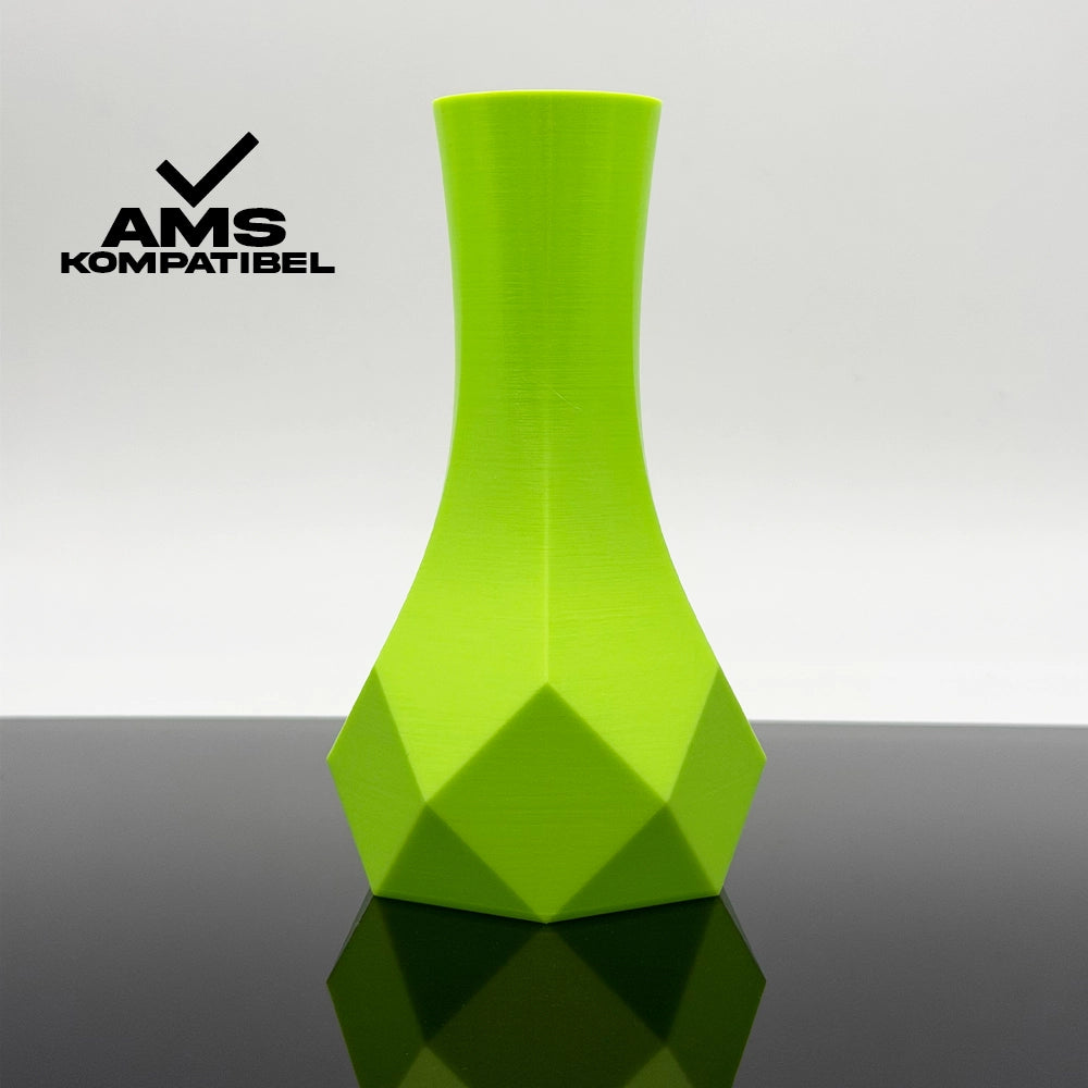 3D Gedruckte Vase aus PLA+ Limette von Filament Unger