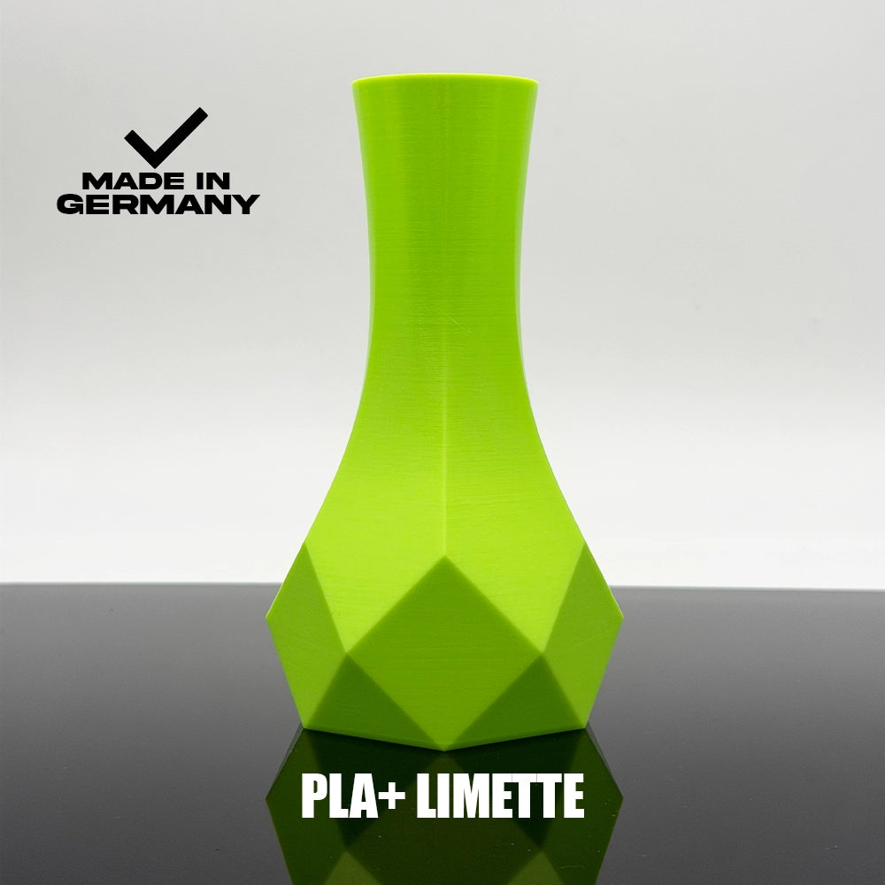 3D Gedruckte Vase aus PLA+ Limette von Filament Unger - Made in Germany