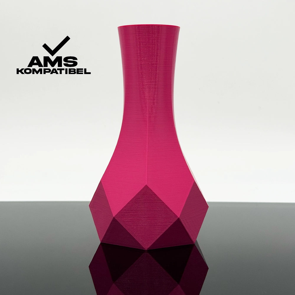 3D Gedruckte Vase aus PLA+ Magenta von Filament Unger