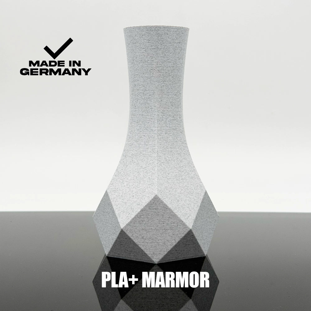 3D Gedruckte Vase aus PLA+ Marmor von Filament Unger - Made in Germany