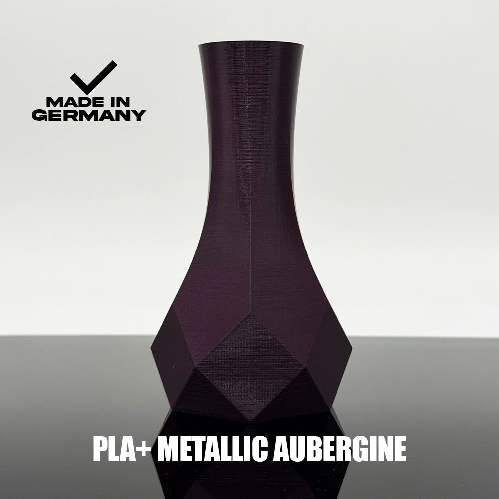 3D Gedruckte Vase aus PLA+ Metallic Aubergine von Filament Unger - Made in Germany
